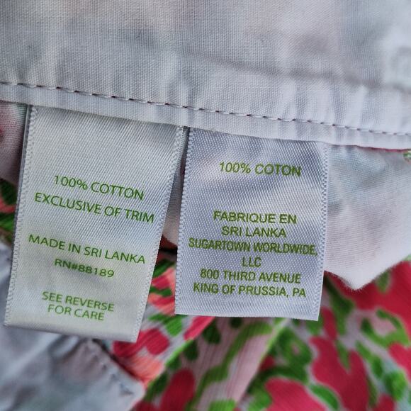 Lilly Pulitzer The Chipper Short Pink Green 100% Cotton Size 0 Summer Vacation - Picture 8 of 10
